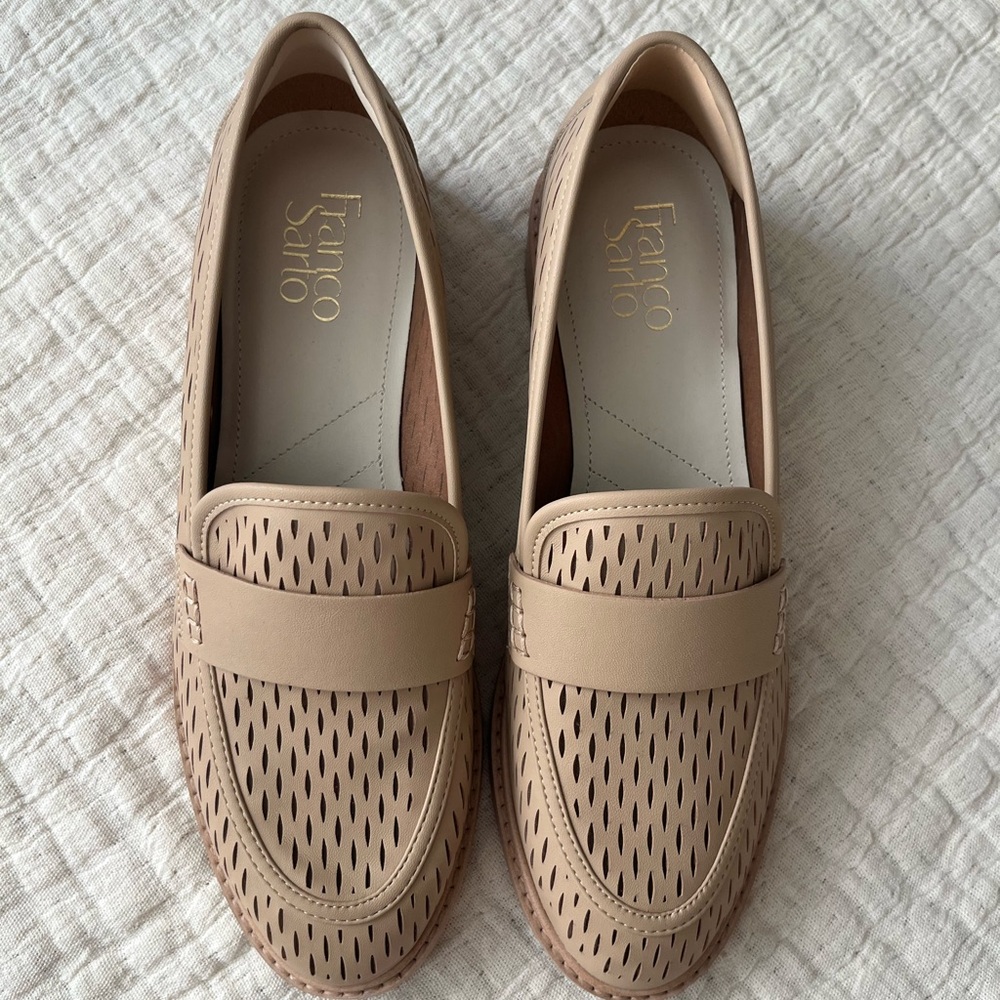 Franco Sarto Tan Perforated Loafers